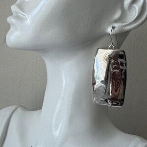 E&L Sterling Silver Statement Geometric Rectangular Cut Out Earrings